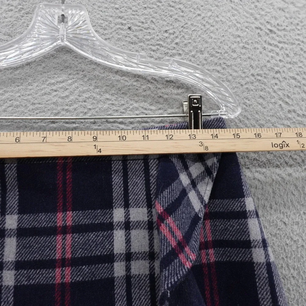 J Crew Mercantile Plaid Wool Blend Mini Skirt Size 4 Navy Blue‎ Ruffle Lined - Picture 7 of 15